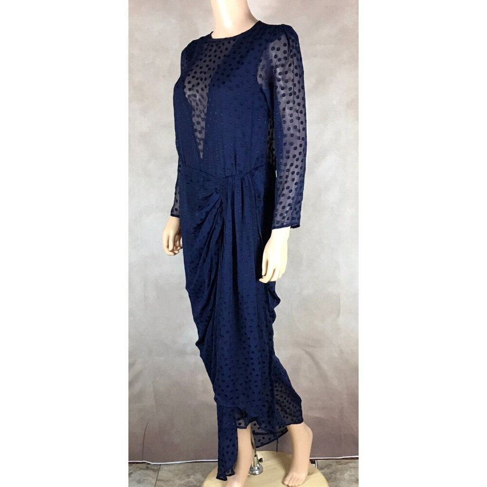 Blue Polka Dot Illusion Maxi Dress NWT M - Picture 5 of 15